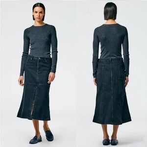 Tibi Japanese Denim Midi Skirt